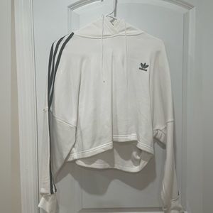 Cropped white Adidas hoodie